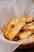 Cheese bread sticks in sesame