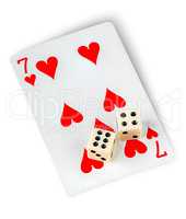 Playing card and dices