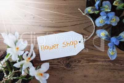 Sunny Flowers, Label, Text Flower Shop