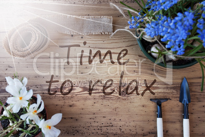 Sunny Spring Flowers, Text Time To Relax