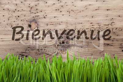 Bright Wooden Background, Gras, Bienvenue Means Welcome