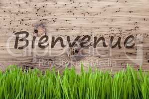 Bright Wooden Background, Gras, Bienvenue Means Welcome