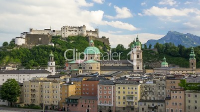 Evening Austrian Salzburg. Time Lapse