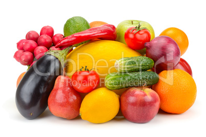 fruits and vegetables isolated on white background