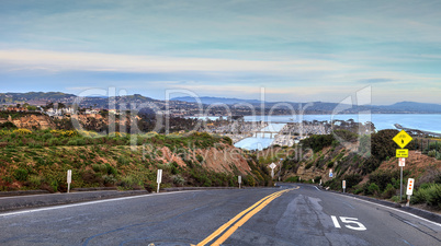 Road leading down to Dana Point Harbor