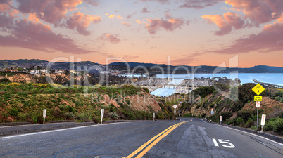 Road leading down to Dana Point Harbor