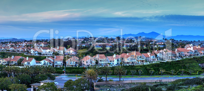 Panoramic view of tract homes along the Dana Point coast