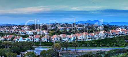 Panoramic view of tract homes along the Dana Point coast