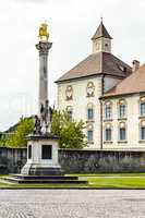 Column in front of the Hofburg in Bressanone, South Tyrol Italy