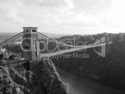 Clifton Suspension Bridge in Bristol in black and white