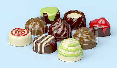 Variety of chocolate candies