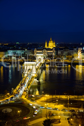 Overview of Budapest with the Szechenyi Chain Bridge