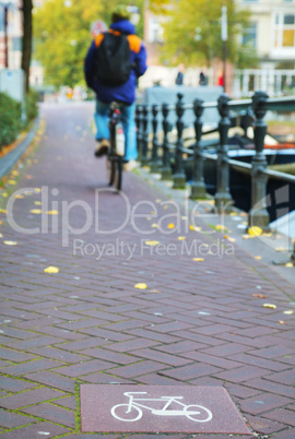 Bicycle lane sign in Amsterdam