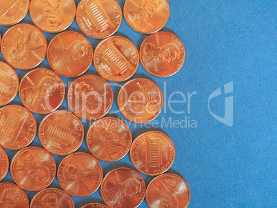 One Cent Dollar coins, United States over blue