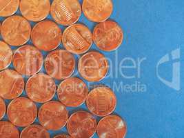 One Cent Dollar coins, United States over blue