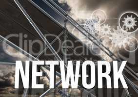 Network Text with 3D Scaffolding and technology interface landscape