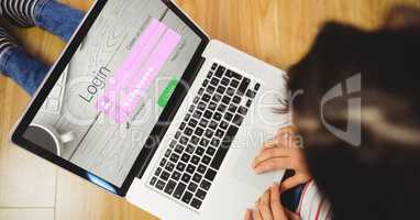 Person using log in page on laptop