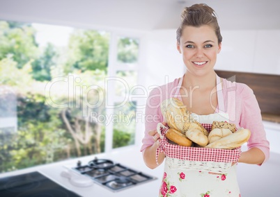 Woman with bread basket