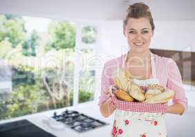 Woman with bread basket