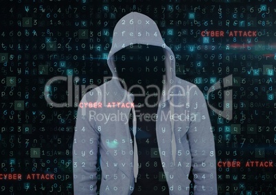 Grey jumper hacker. cyber attack
