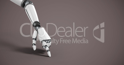 Android Robot hand pointing with brown background