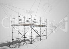 Connections technology background with 3D Scaffolding