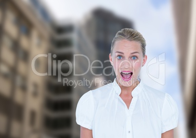 Business woman surprised in the street