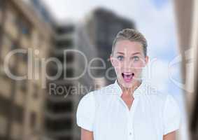 Business woman surprised in the street