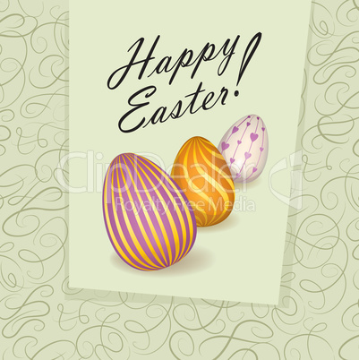 Happy Easter greeting card. Easter holiday egg retro background.