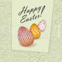 Happy Easter greeting card. Easter holiday egg retro background.