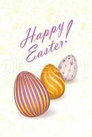 Happy Easter floral greeting card. Easter holiday egg background