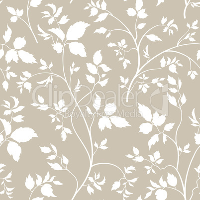 Floral seamless pattern. Branch with leaves ornamental backgroun