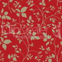 Floral seamless pattern. Branch with leaves ornamental backgroun
