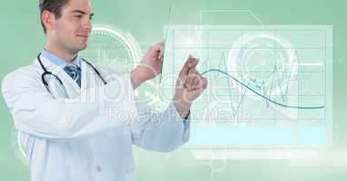 Digital composite image of doctor using transparent device