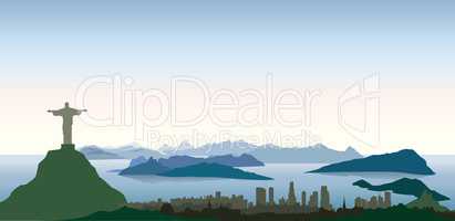 Rio de Janeiro city skyline. Travel background. Landmark cityscape