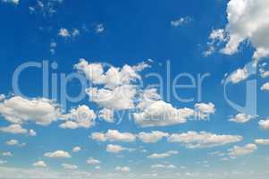 blue sky and white cumulus clouds