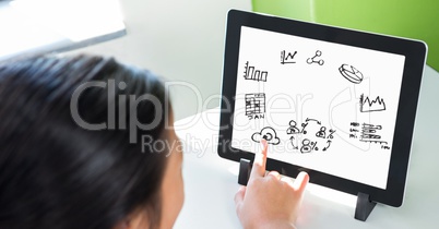 Business person touching graphics on tablet PC