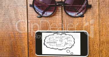 Education graphics on smart phone by eyeglasses