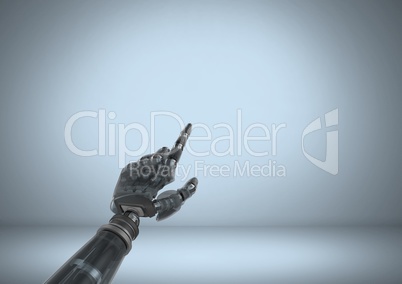 Android Robot hand pointing with blue background