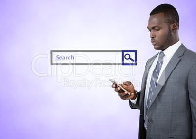 Search Bar with man on phone