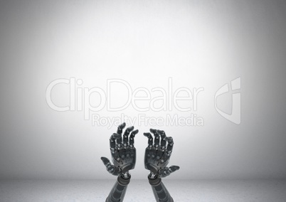 Android Robot hands open with grey background
