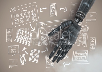 Android hand open and image computer drawings graphics