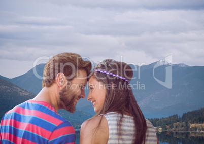 travel mountain.couple on the lake