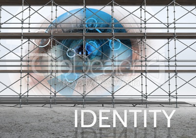 Identity Text with 3D Scaffolding with eye interface