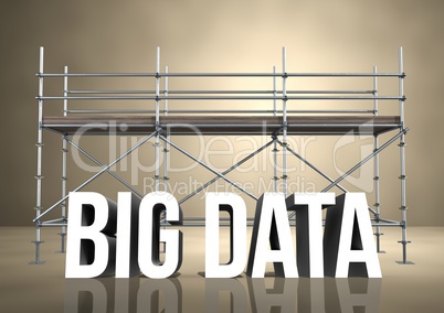 3D word big data against scaffolding in beige room