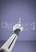 Android Robot hand pointing with purple background
