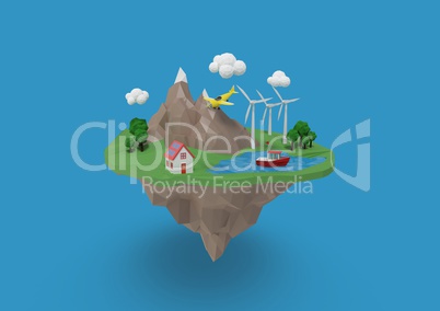 Composite image of island in 3d