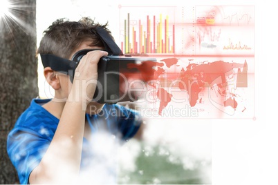 Composite image of kid using virtual reality
