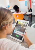 Girl in class with tablet, login screen