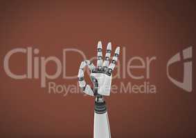 Android Robot hand gesture OK with brown background
